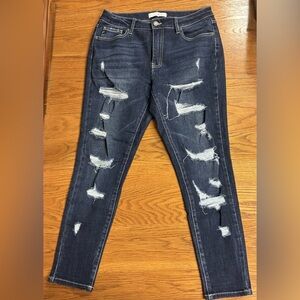KanCan Dark Blue Distressed Skinny Jeans